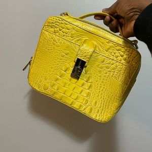 Brahmin yellow leather crossbody handbag